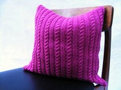 Image of Hand Knit Cushion 40 x 40cm - cerise cable knit