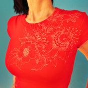 Image of Bright RED fLoRaL etChiNg T