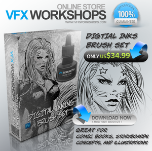 Image of VFX WORKSHOPS Digital Photo Realistic Inking Brush Pack 001
