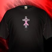 Image of Breast Cancer Ribbon & Cross T-Shirt