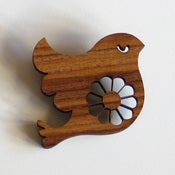 Image of Bird Brooch ~ Teak wood
