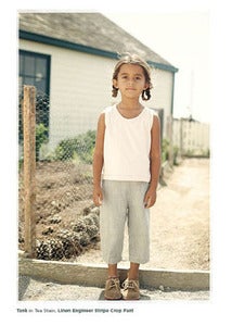 Image of Linen Engineer Striped Cropped Pants