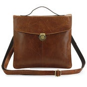 Image of Handmade Antique Genuine Leather Ipad Ipad2 Bag Messenger Bag in Brown (n60)
