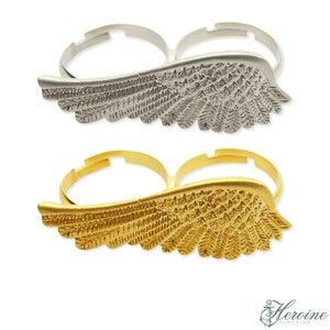 Image of Double Angel Wing Ring Silver/Gold