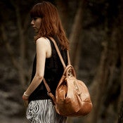 Image of Handmade Genuine Leather Women's Backpack Day Pack Satchel Traveling Bag - 4 Ways Bag (m37)