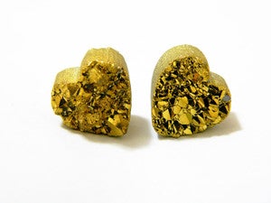 Image of Gold Moon Rock Heart Studs