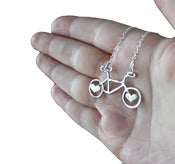 Image of Tiny Bike Necklace with Silver Hearts