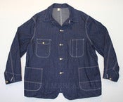 Image of Vintage 1950’s Montgomery Ward PIONEER Blue Bell Indigo Denim Chore Jacket 48 NOS Deadstock w Tags