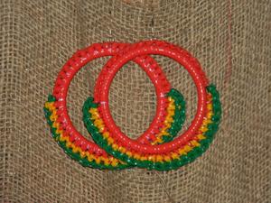 Image of Red Gold and Green Masai Earrings