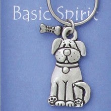 Image of Dog with Bone Pewter Keychain