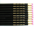 Image of pencils - hello also i love you - 9 black pencils