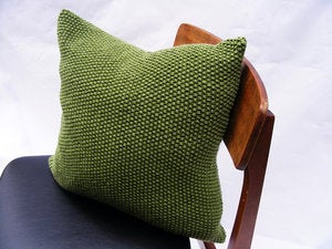 Image of Hand Knit Moss Stitch Cushion (Apple Green)(45x45cm)