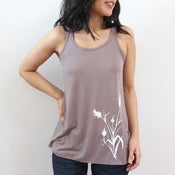Image of Flowy Racerback Tank with Wheatgrass (Pebble Brown)