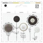 Image of Assorted pack of 5 buttons in Black & White tones - 1/2 price!