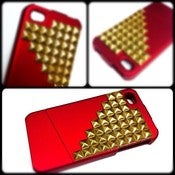 Image of Red & Gold Studded Iphone 4 case 