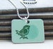 Image of 3 Green Bird Print Enamel Sterling Silver Necklace
