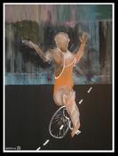 Image of Original Expressionist Painting by Michael Hafftka Man on a Unicycle