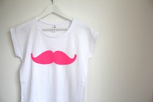 Image of T-shirt moustachitO adulte rose fluO! ♥