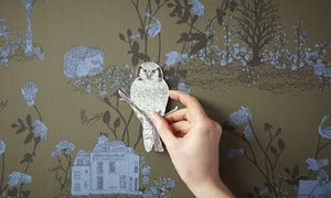 Image of Magnetic Woodlands Wallpaper Khaki Blue
