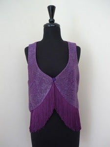 Image of 60s purple cellophane lamé fringed vest