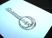 Image of banjo - 8x10 linoleum block print - black