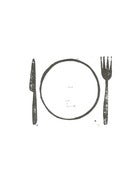 Image of fork. knife. - 8x10 linocut print - black