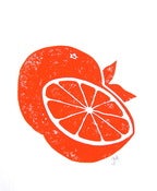 Image of oranges - 8x10 block print - orange