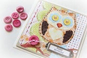 Image of oh so sweet owl birthday card ~ hot pink button