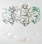 Image of The Four Seasons Wine Glasses-Set of 4 Hand Painted Glasses