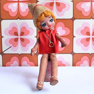 Image of Vintage Doll in Straw Hat