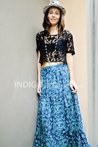 Image of Ladies Midnight Garden Tiered Maxi Skirt
