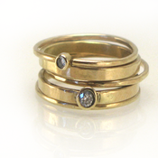 Image of 14k gold and diamond stacking rings