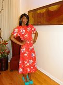 Image of Dark Coral Cold Shoulder Dress