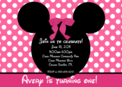 Image of Pink & Pretty Minnie Mouse Invitation