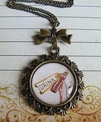 Image of Drink Me - Alice in Wonderland pendant necklace - fun and quirky - pretty vintage style - 