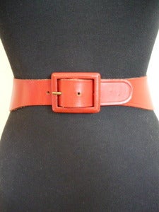 Image of red leather cinching belt