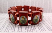 Image of Twilight Saga Saint Jude Protection Bracelet-square w/oval image -Cherry Wood