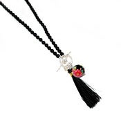Image of Andean Onyx Silk Tassel Neckpiece