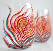 Image of Neon Peacock Feather Stemless Glasses-Set of 2 