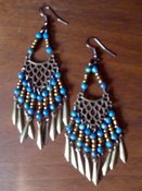 Image of Teal Exotic Earrings (3 1/2 inches)