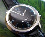 Image of VINTAGE BULOVA ACCUTRON BLUE BLACK UP DOWN - SOLD