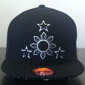Image of Philippines Sun and Stars Snapback (Black/White) - Adult Size