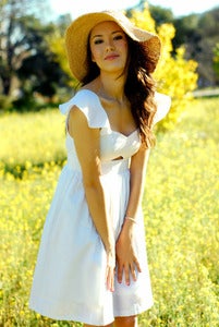 Image of White Sweet Heart Neckline Midriff Cut Out Dress - Made to Order