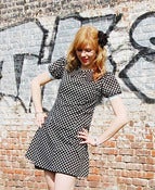 Image of Robe  ZAWANN col claudine liberty gros pois pois 