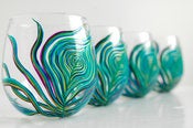 Image of Peacock Stemless Glasses-Set of 4