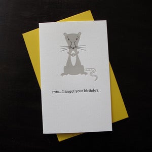 Image of 1209 - ratatat letterpress birthday card belated