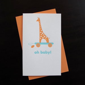 Image of 1001 - oh baby! giraffe letterpress congratulations card 
