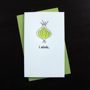 Image of 1311 - stinky garlic letterpress card 
