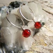 Image of Mini Hoops- Silver, Crimson