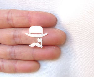 Image of Mr. Mustache with Top Hat and Monocle - Handmade Silver Ring